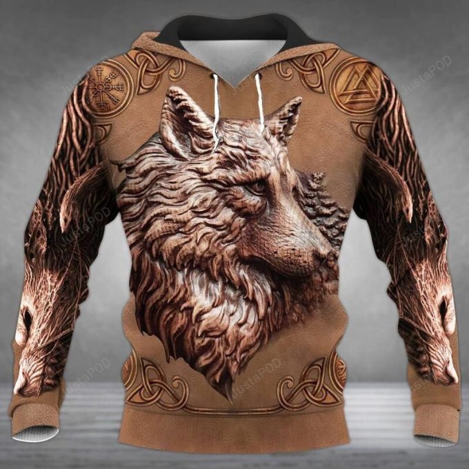 Wolf Viking 3D All Over Printed Hoodie, Zip- Up Hoodie