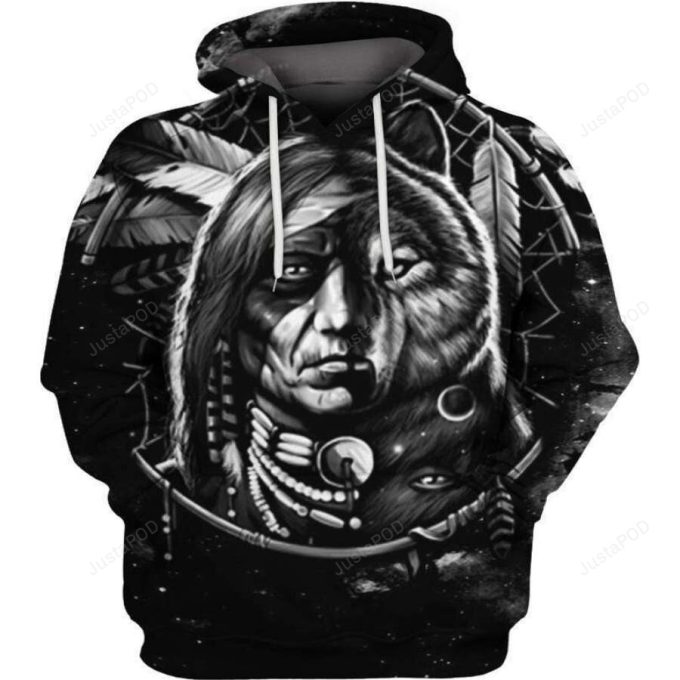 Native American West Wolf 3D All Print Hoodie, Zip- Up Hoodie