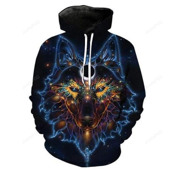 Galaxy Wolf 3D All Over Print Hoodie, Zip-up Hoodie