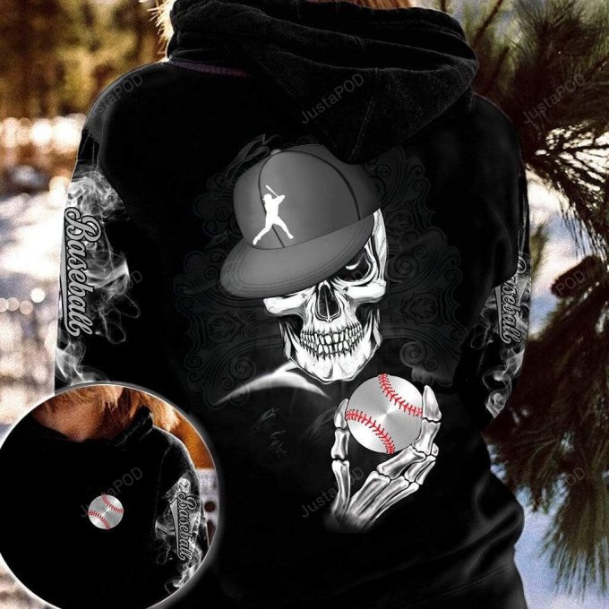 Badass Skull Baseball 3D All Print Hoodie, Zip- Up Hoodie