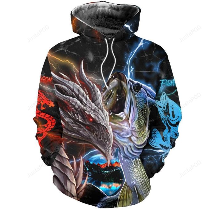 Fishing Dragon 3D All Over Print Hoodie, Zip-up Hoodie