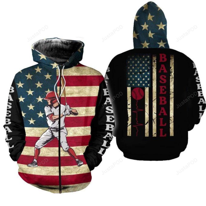 Baseball Player Flag 3D All Print Hoodie, Zip- Up Hoodie
