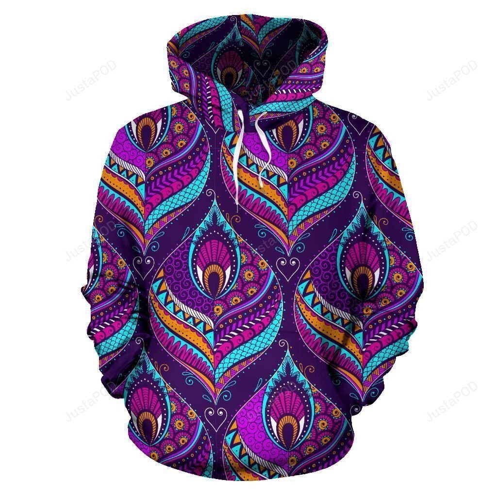 Purple Pattern 3D All Over Print Hoodie, Zip-up Hoodie Purple Pattern 3D All Over Print Hoodie, Zip-up Hoodie