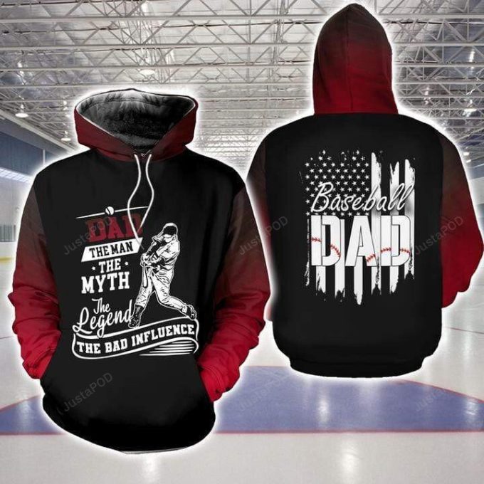 Baseball Dad The Man The Myth The Legend 3D All Print Hoodie, Zip- Up Hoodie