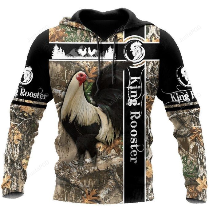 King Rooster Camouflage Good 3D All Over Printed Hoodie, Zip- Up Hoodie