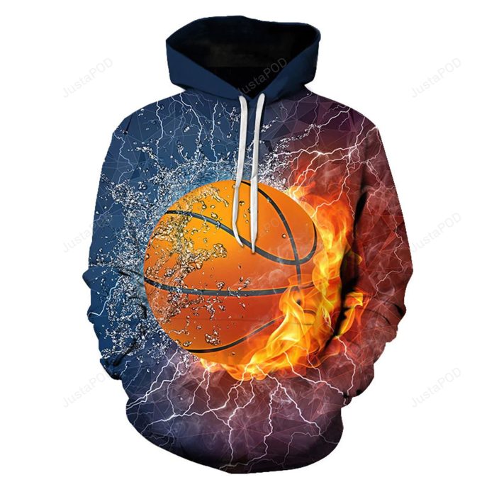 Basketball In Fire 3D All Print Hoodie, Zip- Up Hoodie