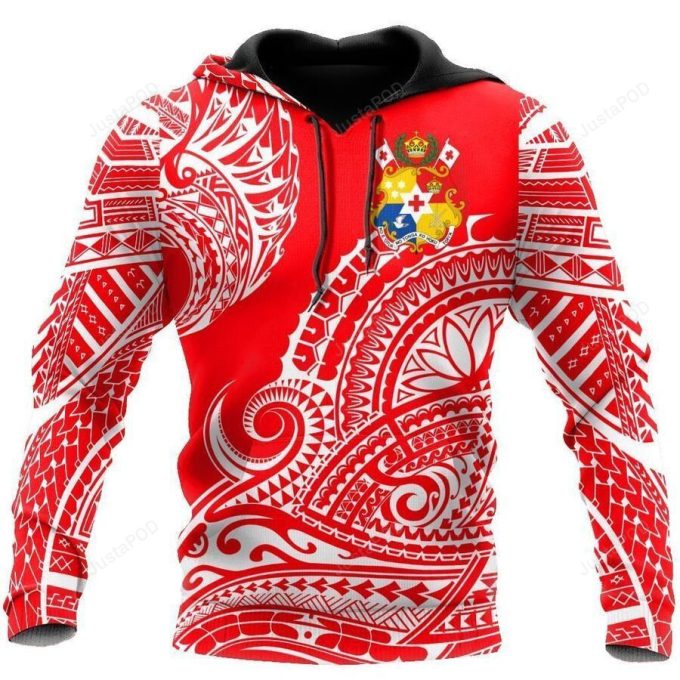 Tonga Red 3D All Over Print Hoodie, Zip-up Hoodie