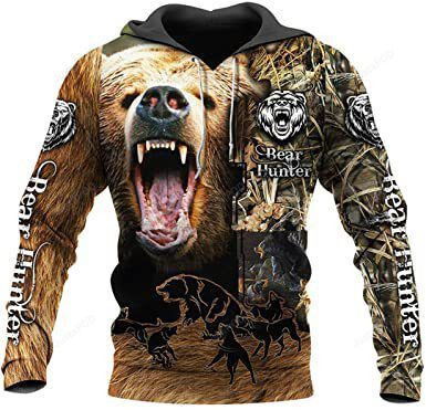 Bear Hunting 3D All Over Print Hoodie, Zip-up Hoodie