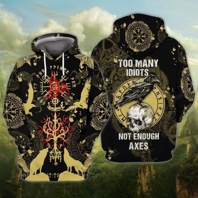 Viking Raven And Skull 3D All Over Print Hoodie, Zip-up Hoodie