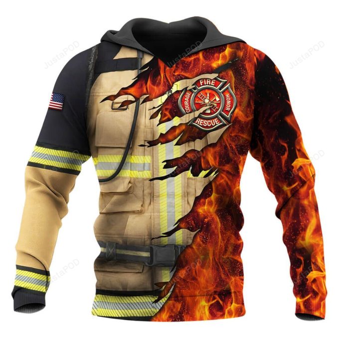 Firefighter 3D All Over Print Hoodie, Zip-up Hoodie