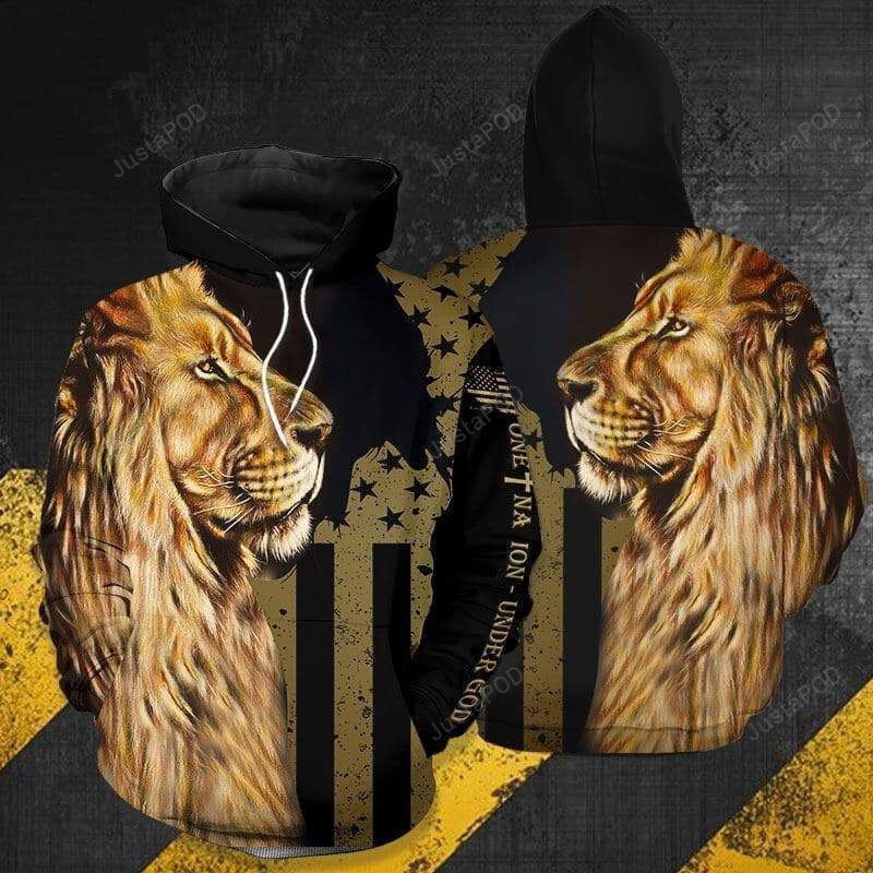 One Nation Under God Lion 3D All Over Printed Hoodie, Zip- Up Hoodie One Nation Under God Lion 3D All Over Printed Hoodie, Zip- Up Hoodie