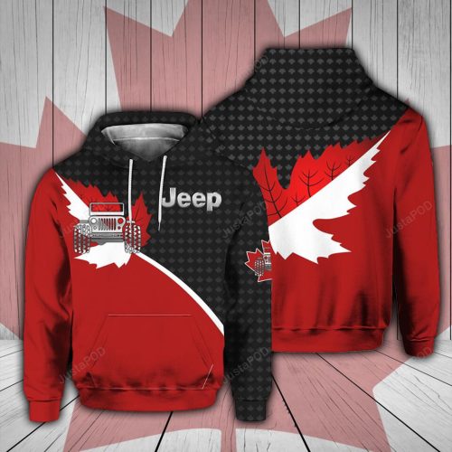 Red Jeep Canada Flag 3D All Print Hoodie, Zip- Up Hoodie