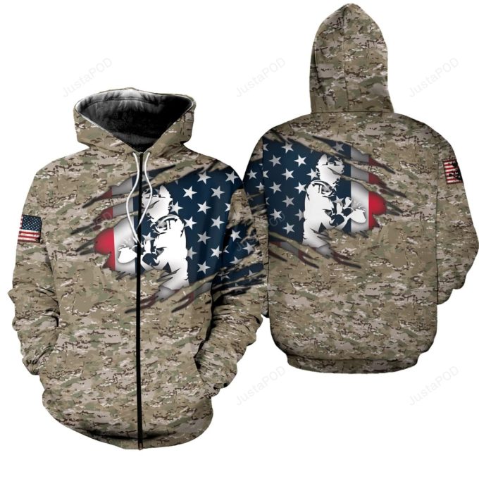 Football Usa Camo 3D All Print Hoodie, Zip- Up Hoodie