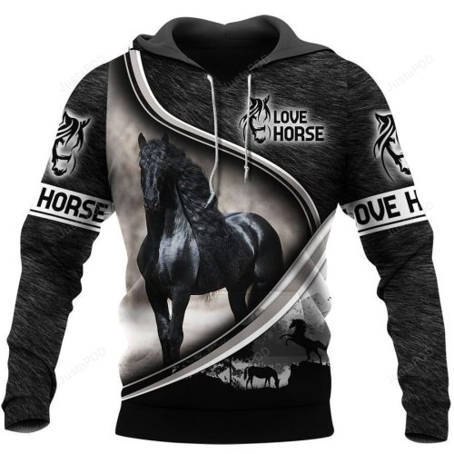 Black Horse 3D All Over Print Hoodie, Zip-up Hoodie