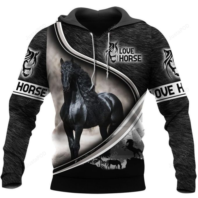 Black Horse 3D All Over Print Hoodie, Zip-up Hoodie