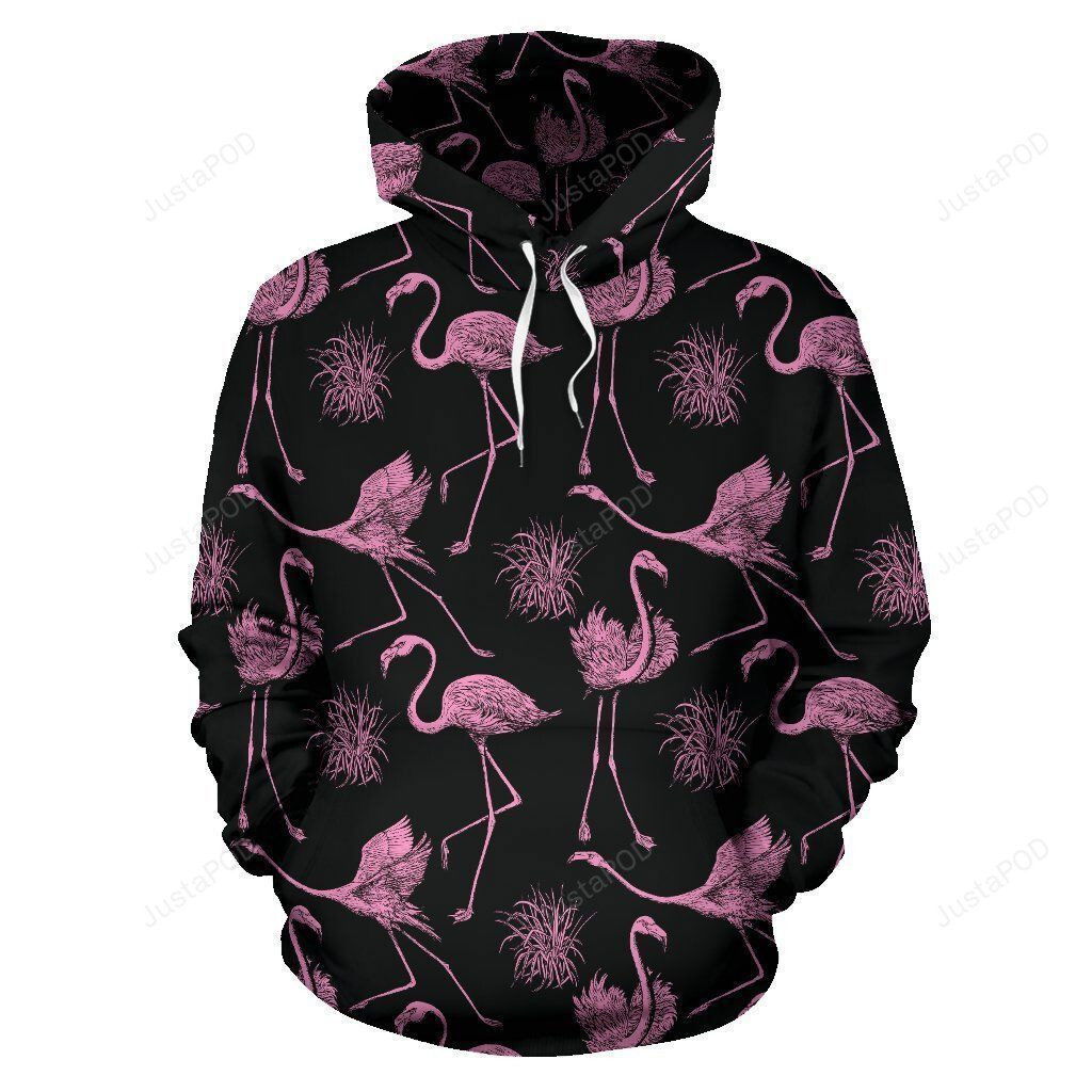 Flamingo Pink 3D All Over Printed Hoodie, Zip- Up Hoodie