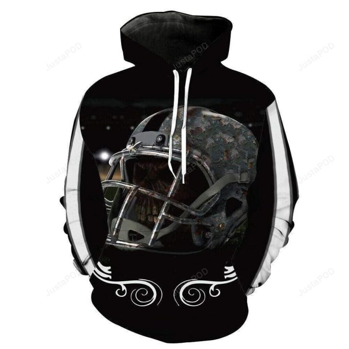 American Football Skull Old Helmet 3D All Print Hoodie, Zip- Up Hoodie
