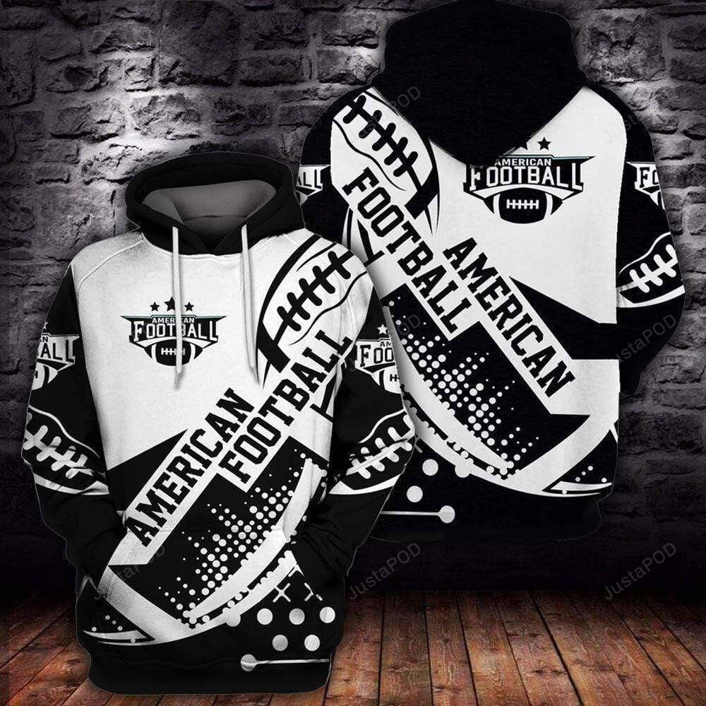 B&W American Football 3D All Print Hoodie, Zip- Up Hoodie B&W American Football 3D All Print Hoodie, Zip- Up Hoodie
