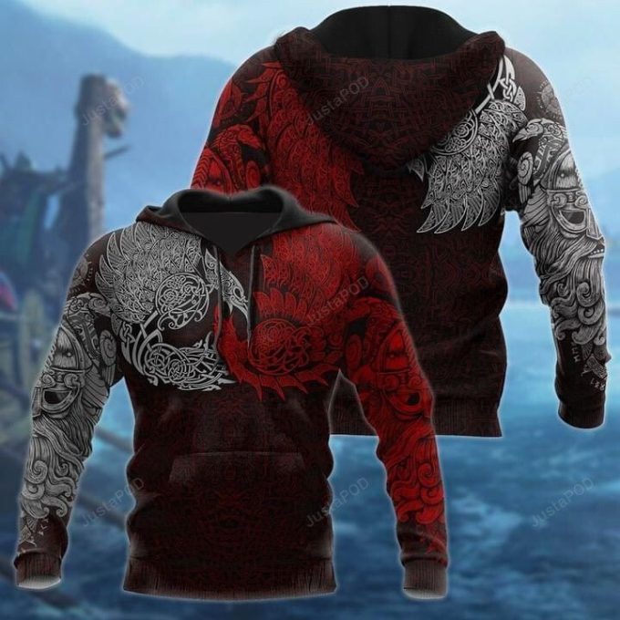 Norse Mythology Viking 3D All Over Printed Hoodie, Zip- Up Hoodie