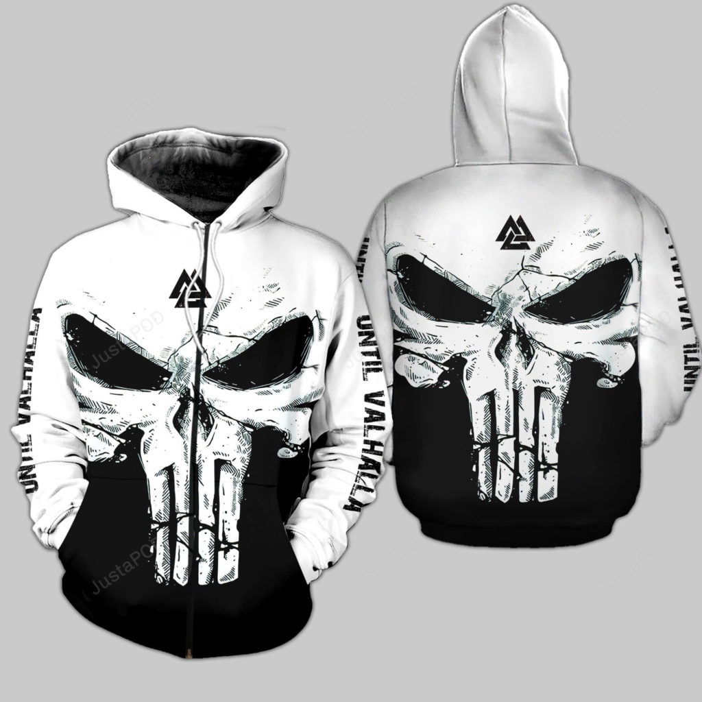Skull Warrior Tattoo Viking Until Valhalla 3D All Print Hoodie, Zip- Up Hoodie