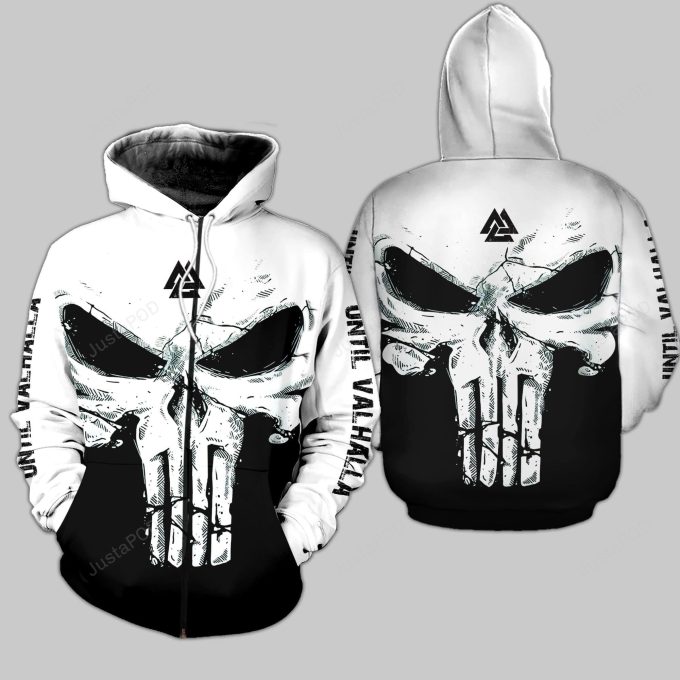 Skull Warrior Tattoo Viking Until Valhalla 3D All Print Hoodie, Zip- Up Hoodie