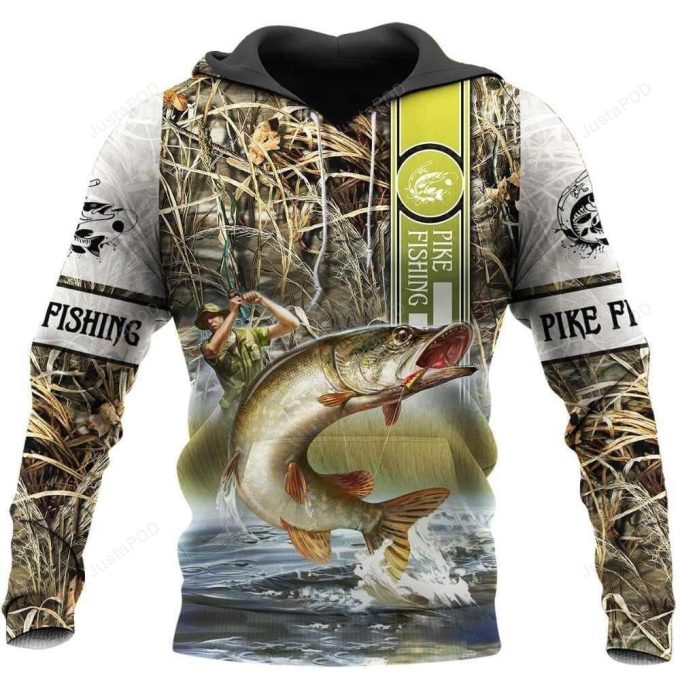 Pike Fishing 3D All Over Print Hoodie, Zip-up Hoodie