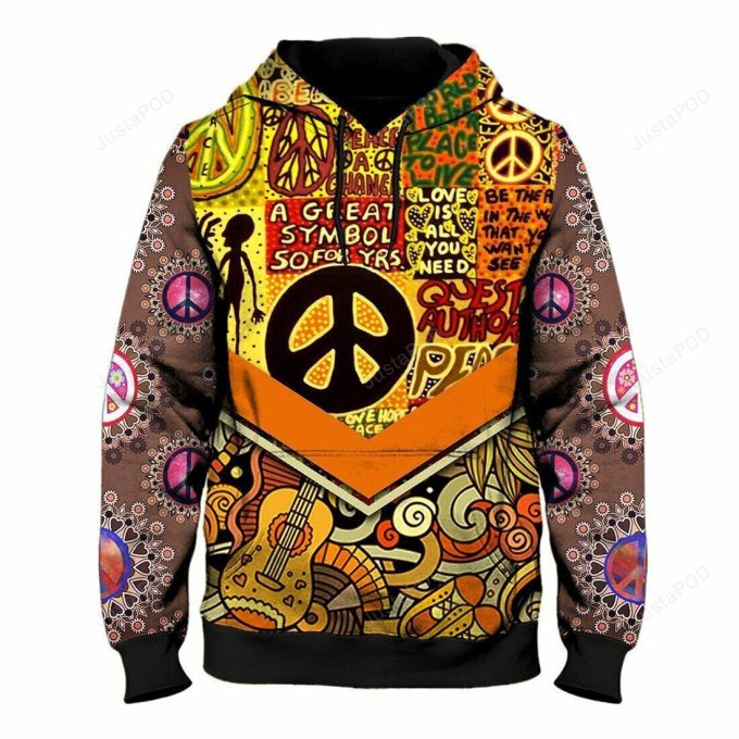 Hippie Be Nice Peace 3D All Over Printed Hoodie, Zip- Up Hoodie