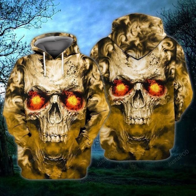 Skull Art 3D All Over Printed Hoodie, Zip- Up Hoodie