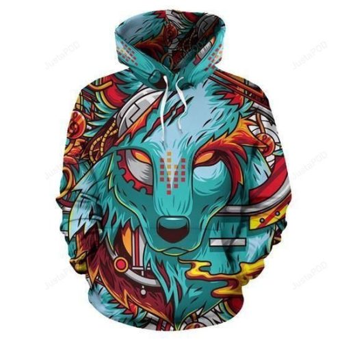 Cyber Wolf 3D All Over Print Hoodie, Zip-up Hoodie