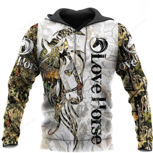 Love Horse Camouflage 3D All Over Print Hoodie, Zip-up Hoodie