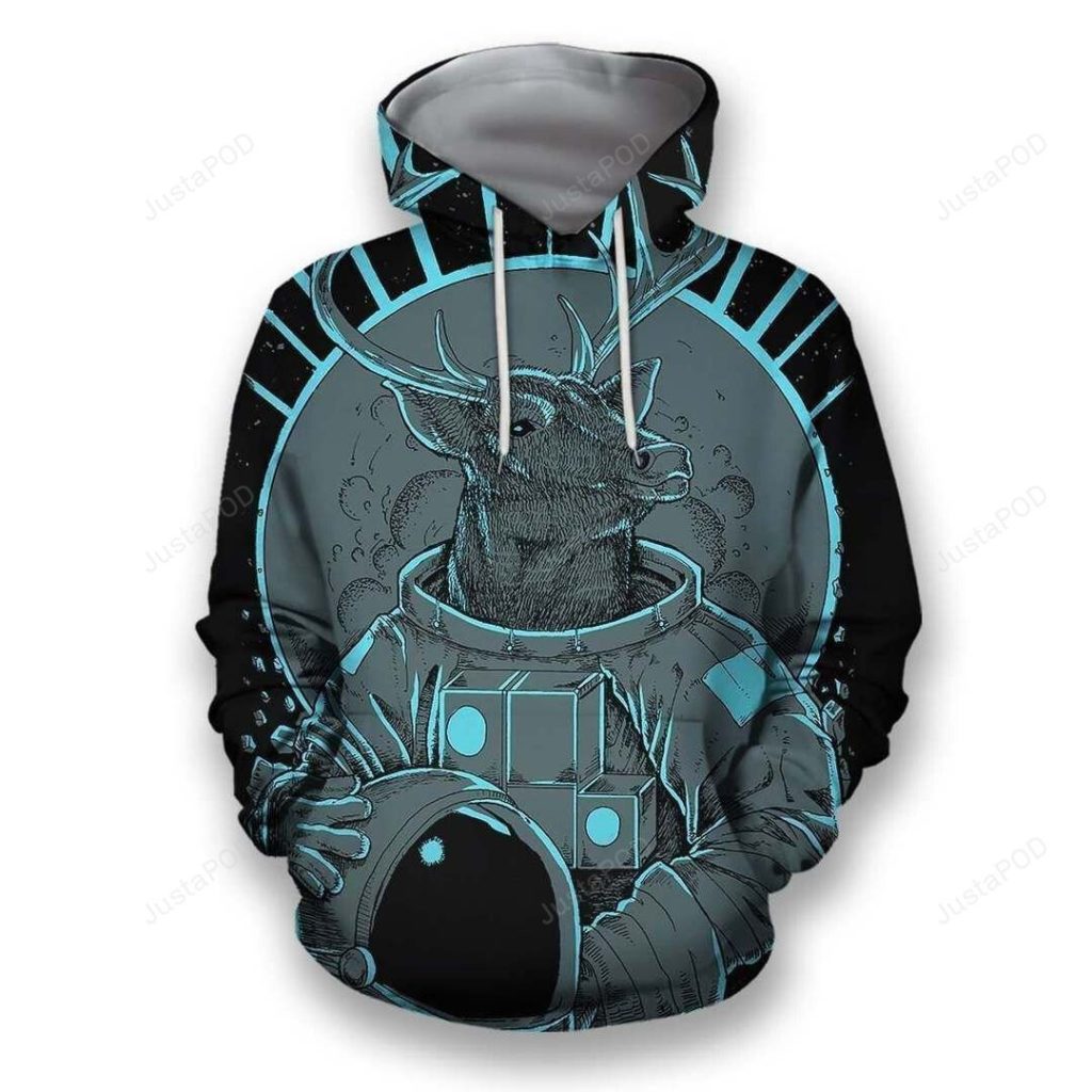 Deer Astronaut 3D All Over Print Hoodie, Zip-up Hoodie