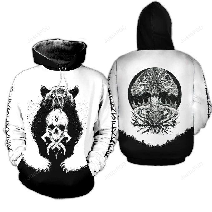 Viking Bear Tattoo 3D All Print Hoodie, Zip- Up Hoodie