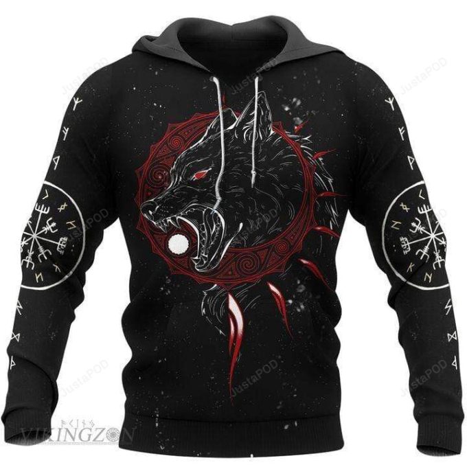 Tattoo Viking Sköll And Hati 3D All Print Hoodie, Zip- Up Hoodie