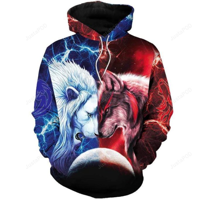 Wolf And Lion 3D All Print Hoodie, Zip- Up Hoodie
