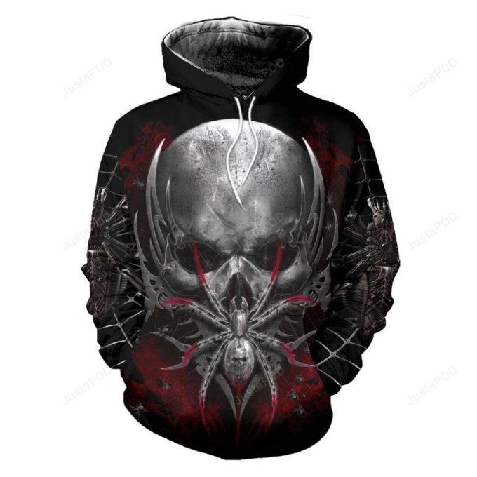 Spider Skull Cool 3D All Print Hoodie, Zip- Up Hoodie