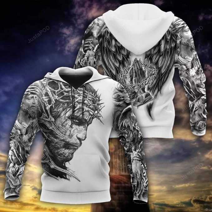 Jesus Pray 3D All Print Hoodie, Zip- Up Hoodie