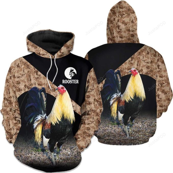 Rooster Army 3D All Print Hoodie, Zip- Up Hoodie