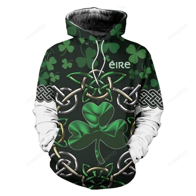 Irish shamrock Saint Patrick Celtic Cross 3D All Print Hoodie, Zip- Up Hoodie