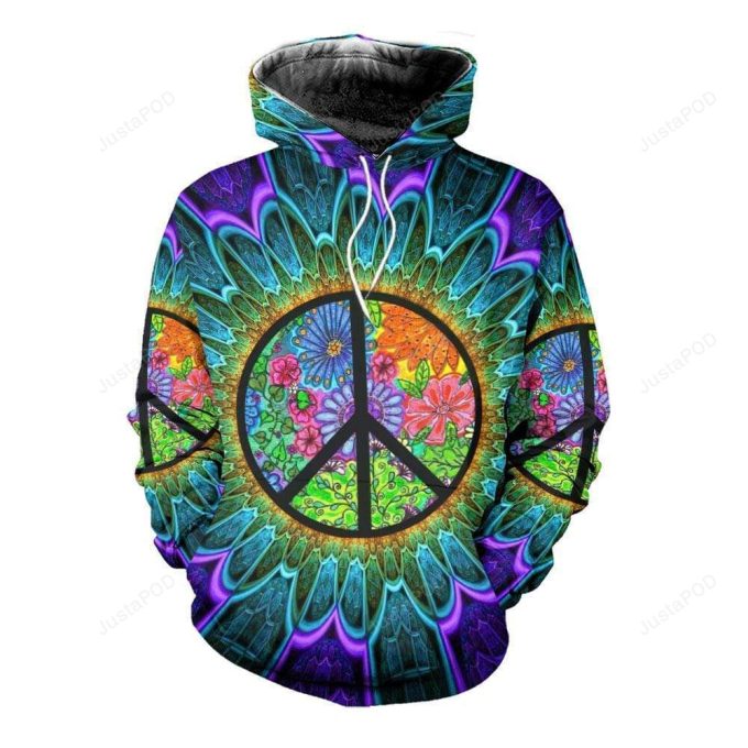 Happy Hippie Life With Peace Sign 3D All Print Hoodie, Zip- Up Hoodie