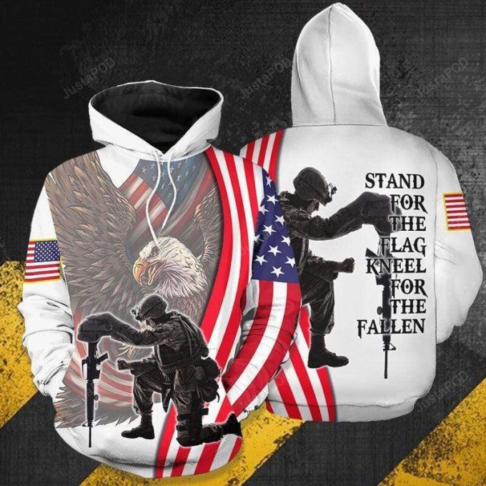 Stand For The Flag Kneel For The Fallen 3D All Print Hoodie, Zip- Up Hoodie