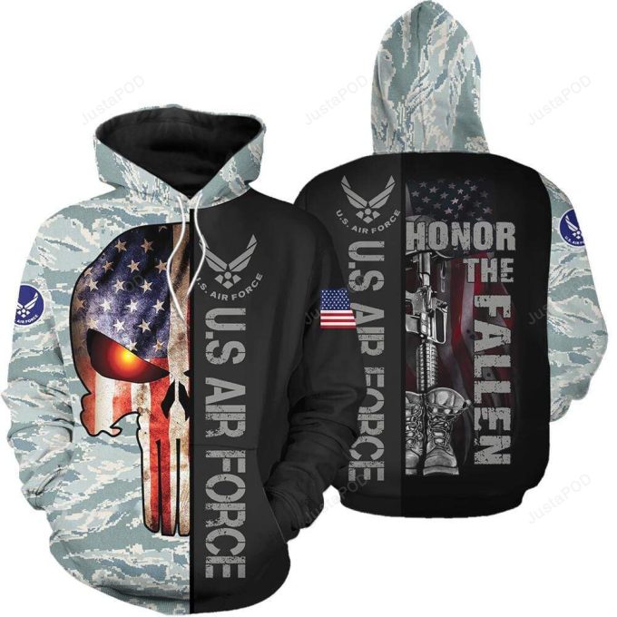 Honor The Fallen US Air Force 3D All Print Hoodie, Zip- Up Hoodie