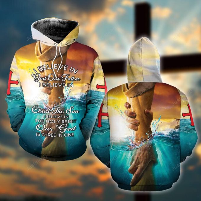 Our God Is Three In One 3D All Print Hoodie, Zip- Up Hoodie