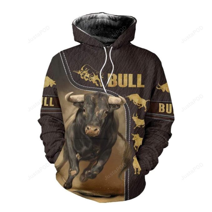 Amazing Strong Bull Brown 3D All Print Hoodie, Zip- Up Hoodie