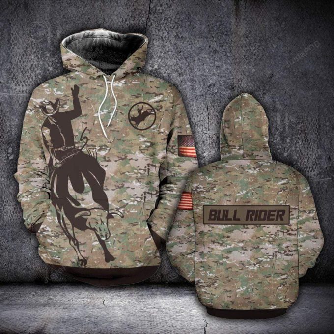 Bull Rider Camo 3D All Print Hoodie, Zip- Up Hoodie