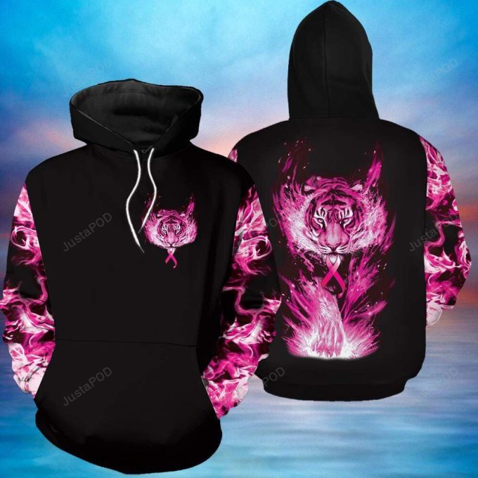 Tiger Breast Cancer Pink 3D All Print Hoodie, Zip- Up Hoodie