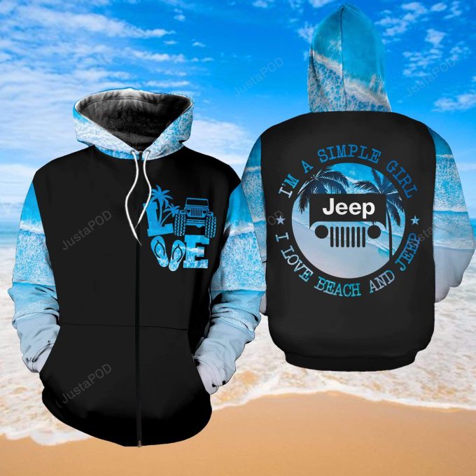 Simple Girl Love Beach And Jeep 3D All Print Hoodie, Zip- Up Hoodie