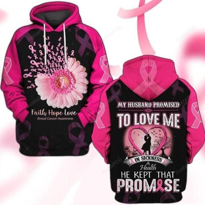 Breast Cancer Awareness Husband Love 3D All Over Printed Hoodie, Zip- Up Hoodie