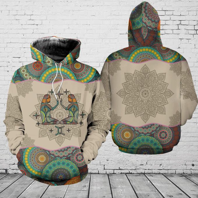 Gemini Horoscope Mandala 3D All Print Hoodie, Zip- Up Hoodie