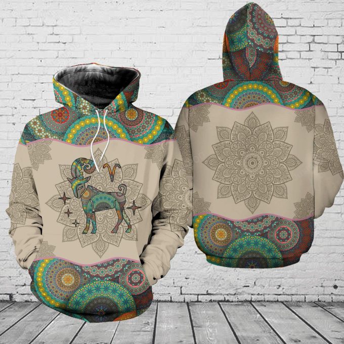 Aries Mandala Pattern 3D All Print Hoodie, Zip- Up Hoodie