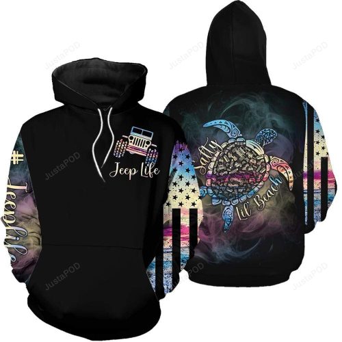 Jeep Life Turtle Lil Beach 3D All Print Hoodie, Zip- Up Hoodie